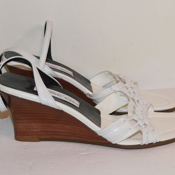 Eitenne Aigner Wedge Heel Leather Sandals Open Toe - Picture 4 of 10